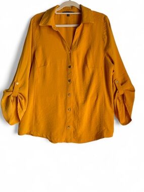 Adrienne Vittadini Mustard Button-Down Blouse